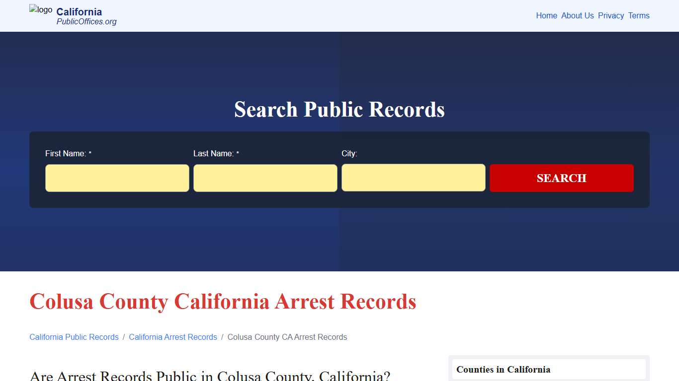 Colusa County, CA Arrest Records Search – PublicOffices.org