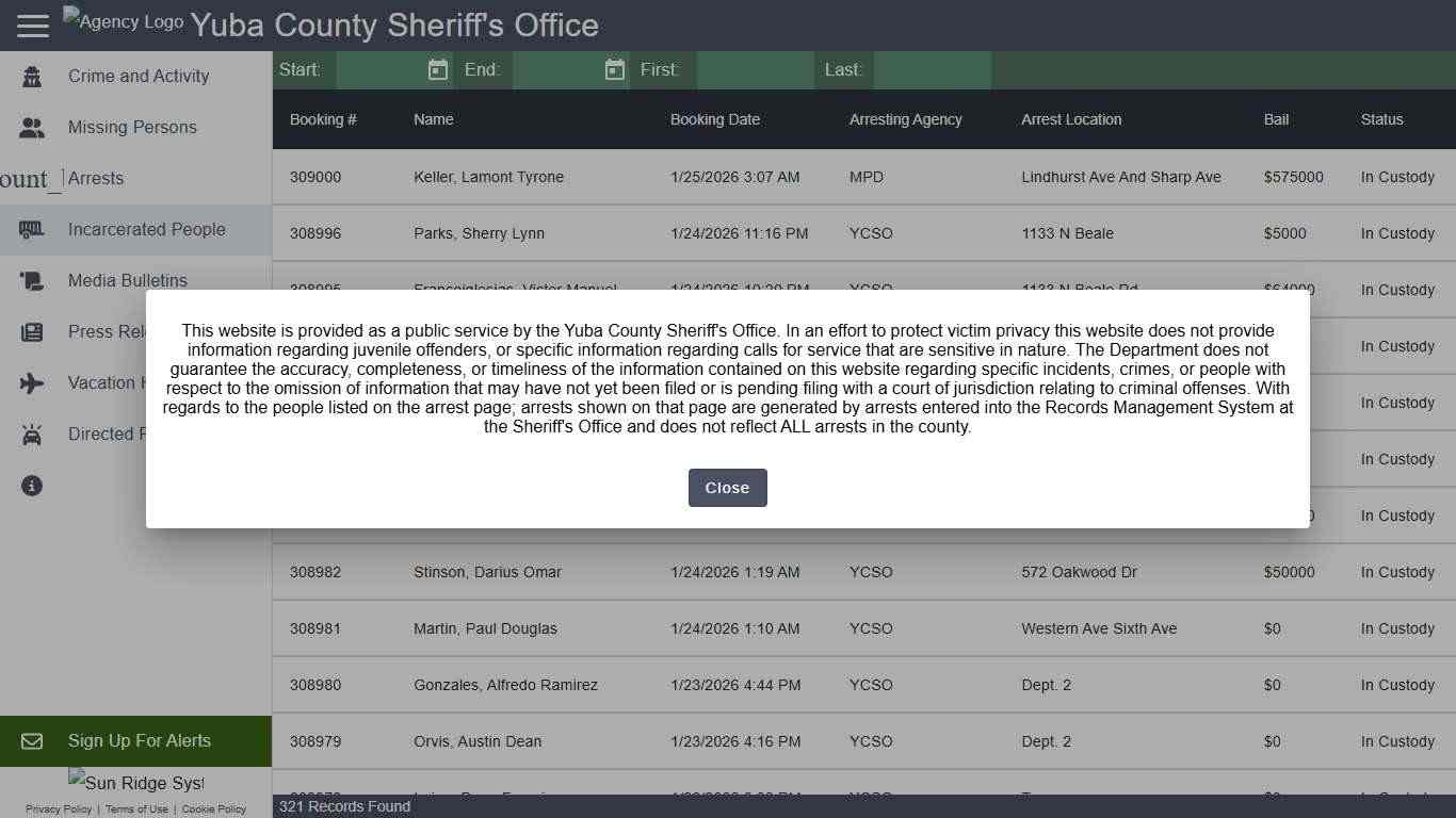 Yuba County Sheriff's Office - Incarcerated People
